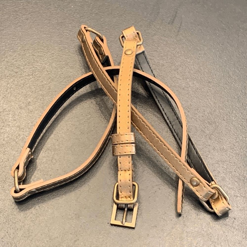 Women's Vinyl Brass Joints Square Metal Buckle Belt Beige Cream Size 34-38". 4